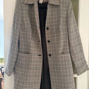 Worthington Black and White Checkered Trench Coat